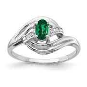 Solid 14k White Gold 5x3mm Oval Mount St. Helens A Simulated CZ Ring