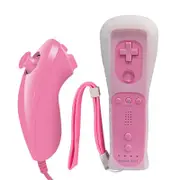 Remote Controller for Wii, Wii Remote and Nunchuck Controllers with Silicon Case and Strap for Wii and Wii U (Pink)