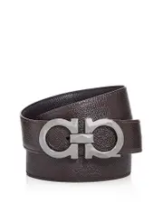 Salvatore Ferragamo Men's Double Gancini Reversible Pebbled Leather Belt