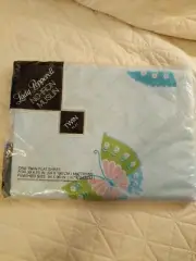 NOS LADY PEPPERELL No Iron Muslin Twin Flat sheet ~ Blue w/ Butterflies ~ new