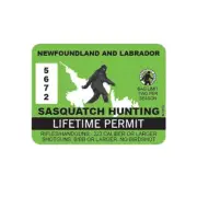 Newfoundland and Labrador Sasquatch Hunting Permit Sticker