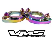 2 NEO CHROME VMS RACING SPIKED STRUT TOWER SUPPORT BRACES 92-95 HONDA CIVIC EG (for: Honda Civic)