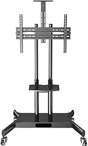 Tv Mounts Motorised Stand，TV Mounts,TV Cart Trolly,Floor TV Stand with Tray Mobile TV Stand for 32-75 inch Screen Adjustable Heights 15° Pitch Fine Adjustment/Black / 900x630mm