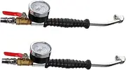 2 Pcs Tire Inflator Attachment with Pressure Gauge Quick Connector for Easy Tire Inflation Extended Reach Nozzle Design for Cars and Motorcycles Heavy Duty Chuck for Efficient Use
