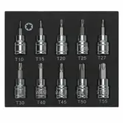 10 Pcs Torx Star Bit Socket Set 3/8" Drive Sockets Wrench Bits Set T10- T55