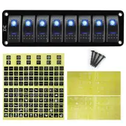 12V 24V Rocker Switch Panel 8 Gang Toggle Switches Waterproof On/Off with Blue L