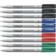 10 x Staedtler 316 Lumocolor Non-Permanent Pen 0.6mm Fine Black/Blue/Red/Green