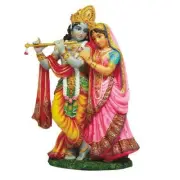 PTC 8 Inch Krishna and Radha Mythological Indian Statue Figurine