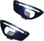 GHFA 2PCS Daytime Running Lights - Compatible with Hyundai Santa Fe 2010 2011 2012, DRL Fog Lamp Covers, 12V White Light Strips, Easy Plug & Play Installation (1 Pair)