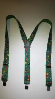 Men's Y Style Suspenders, Green Billiards Design, Snaps, Button On, USA Made