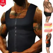Mens Sauna Suit Sweat Vest Waist Trainer Body Shaper Tank Top Compression Shirt