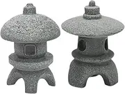 HAWILLOSCH 2pcs Tower Ornaments Japanese Decor Japanese Miniatures Japanese Kimono Figurines Japanese Figurines Mini Zen Garden Fish Hideout Pagoda Bonsai Decor Bluestone Powder Dark Grey