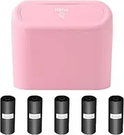 76Pcs Car Trash Can with Lid and Car Trash Bags, Garbage Can Waterproof Mini Vehicle Trash Can Plastic Desktops Trash Can Car Dustbin Garbage Organizer Hanging Garbage Container Bin (Pink)