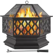 Yaheetech 28in Fire Pit Fire Pits for Outside Hex Shaped Firepit Bowl Outdoor Fi