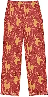 [ZZXXB] Moose and Leaves Boys Long Pants Soft Trousers Elastic Waist Kids Lounge Bottoms with Pockets S-XL