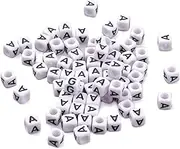 FASHEWELRY 300Pcs Cube White Acrylic Letter Beads 6x6mm Letter A Alphabet Beads for DIY Bracelet Necklace Jewelry Making