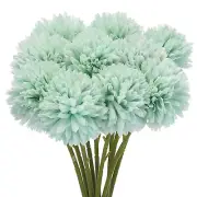 Artificial Flower Heads, Silk Chrysanthemum Hydrangea Blue Faux Flowers 10Pcs