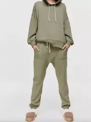 NEW PETER ALEXANDER GREEN HOODED SWEATER TOP & PANTS SET L / XL RRP$179.90