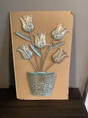 NEW set of 2 3DMetal Wall Art Framed Flowers Boho Shabby Rustic Chic Decor