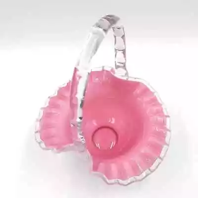 Fenton Glass Silvercrest White and Pink Basket