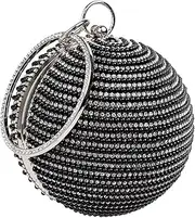 [STBTOO] Handbag for Women Bridal Wedding Purse Crossbody Evening Round Ball Clutch Purse Beaded Pearl Rhinestones Shoulder