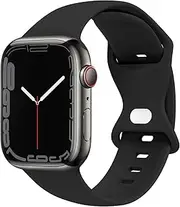 Compatible with Apple Watch Band 38mm 40mm 41mm 42mm 44mm 45mm 49mm S/M M/L for Women/Men Waterproof Soft Silicone Replacement Strap Accessories for iWatch Bands Ultra 2/Ultra Series 9/8/7/6/5/4/3/2/1 SE (Black, 38/40/41mm S/M)
