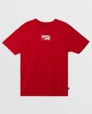 QUICKSILVER Mens Graphic T Shirt Red Logo Short Sleeve Skate Cropped Oversized X