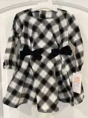 Carter's 12M Girls Plaid Dress Bow Black White 2pc Set Bloomer Pants Long Sleeve
