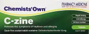 => CHEMIST OWN C-ZINE, CETIRIZINE 10MG 120 TABLETS HAYFEVER & ALLERGY = ZYRTEC