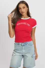 Red Graphic Tee Short Sleeve - Size XL, Women's Graphic Tee