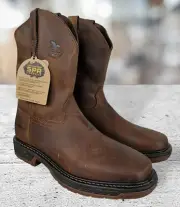 Georgia Boot Men's Leather Square Soft Toe Pull On Boots GB00513 Brown 10M NWB