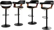 [Artiss] 4X Bar Stools Kitchen Counter Stool Gas Lift Leather w/Armrest All Black