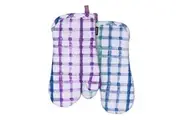 Ladelle Tri-colour Trinny Random Pattern/Colour Reversible Set of 2 Oven Mitts 18 x 33 cm