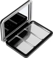 Luxshiny 1Pc Empty Makeup Case: 3-Grid Eyeshadow Blush Lipstick Palette, Portable DIY Cosmetic Organizer, Refillable Black Plastic Storage Box for Travel