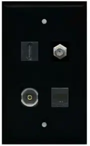 1 Port HD Coax Toslink CAT5E Wall Plate Solid [ BLACK ]