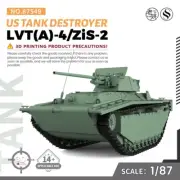 SS87549 1/87 HO Scale Railway Military Model Kit US LVT(A)-4/ZiS-2 Tank Destroye