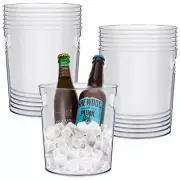 Tessco 12 Pcs Plastic Ice Buckets Clear Large Champagne Wine Cooler Bucket wi...
