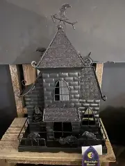 Moonlight Manor Halloween Metal Haunted House 3 Tea Light votive Holder NWT
