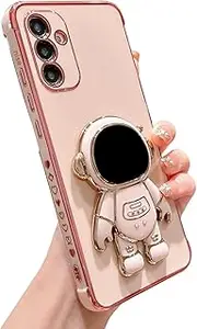 ELEPIK for Samsung Galaxy A14 Case with Stand for Women, Cute Luxury Astronaut Design, Full Camera Protection, Soft TPU, Shockproof Slim Protective Case (Pink)