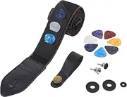 QUMIIRITY 1 Set Guitar Strap Acoustic Electric Guitar Replacement Strap with Picks Locks Clips Reduces Shoulder Pressure
