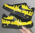 Air Force 1 Custom Shoes Retro Cartoon Graffiti Art Yellow Bumble Bee Black Drip