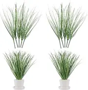 NQEUEPN 10pcs Artificial Grass Plants for Outdoors, Tall Artificial Shrubs Wheat Grass Decor Faux Tall Grass Plastic Grass Artificial Fake Greenery Stems for Indoor Outdoor Porch Home Decoration