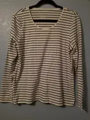 Chico’s Long Sleeve Striped The Ultimate Tee - Black/White - Med Touch Of Cool