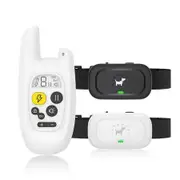 Dog Shock Collar for 2 Dogs Training Collar with Remote,Rechargeable E-Collar Waterproof Collars with Shock-Lock Keypad for Large Medium Small Dogs,White