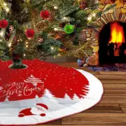 48" Red Christmas Tree Skirt White Plush with Snowy Pattern Holiday Decorations
