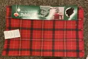 Red Plaid 70” X 13” Christmas Table Runner Cloth Skirt Placemat Holiday Decor