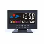 Desk Led Digital Alarm Clock Time Snooze Calendar Weather Date Temp LCD Display