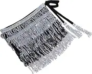 [Generic] Women's Sequin Hip Scarf with Sparkly Tassels and Sequin Skirt for Rave Festivals and Costume Parties