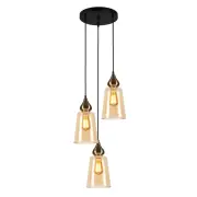 JEREZ Pendant Lamp Light Interior ES 3X72W Bronze Amber Glass Flat Top OD370mm X H1100mm