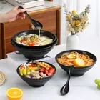 Pure Black Fruit Salad Bowl Melamine Noodle Bowl Soup Bowls Ramen Bowl Rice